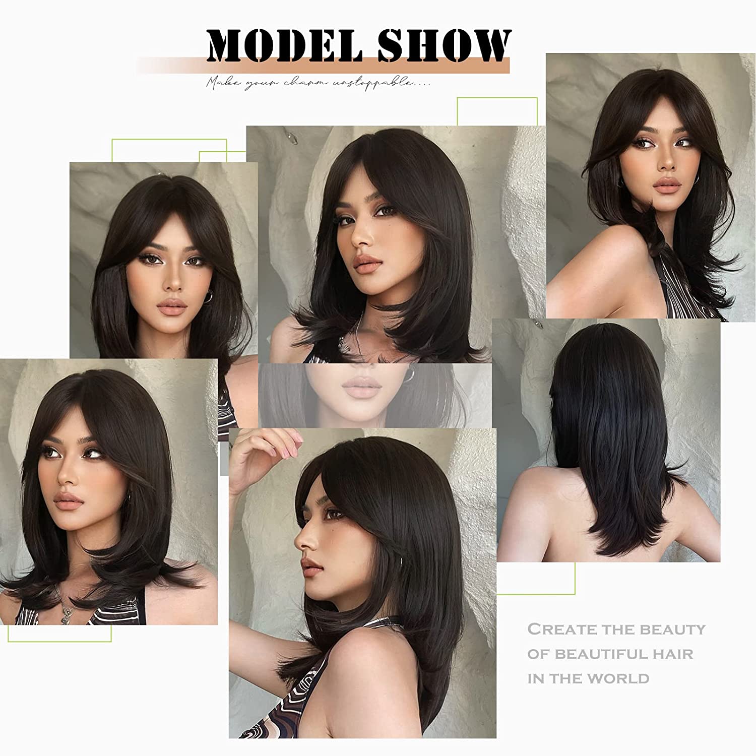 Synthetic Long Wigs  Hair with Bangs for Daily Use