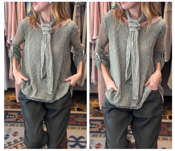 Top casual da donna a maniche lunghe in tinta unita