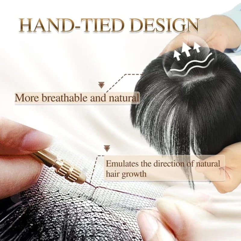 Toppers de cabelo naturais com franja para mulheres