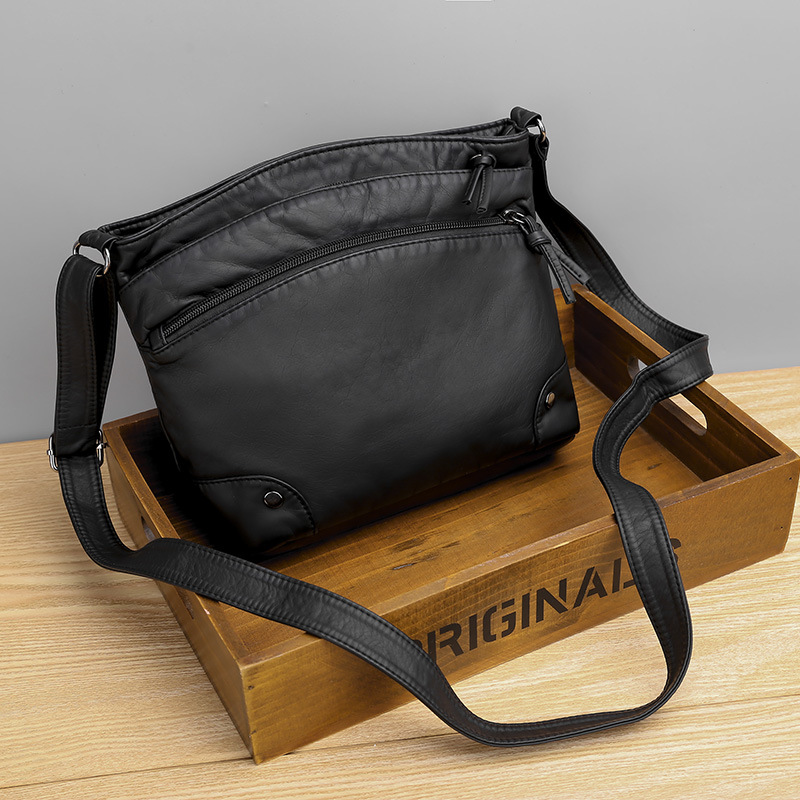 Vintage handmade soft leather shoulder bag