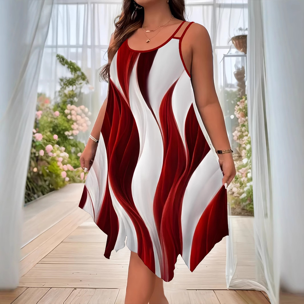 Vestido estampado contrastante da moda com alças