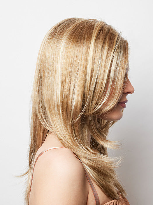 Layered side-parted straight hair