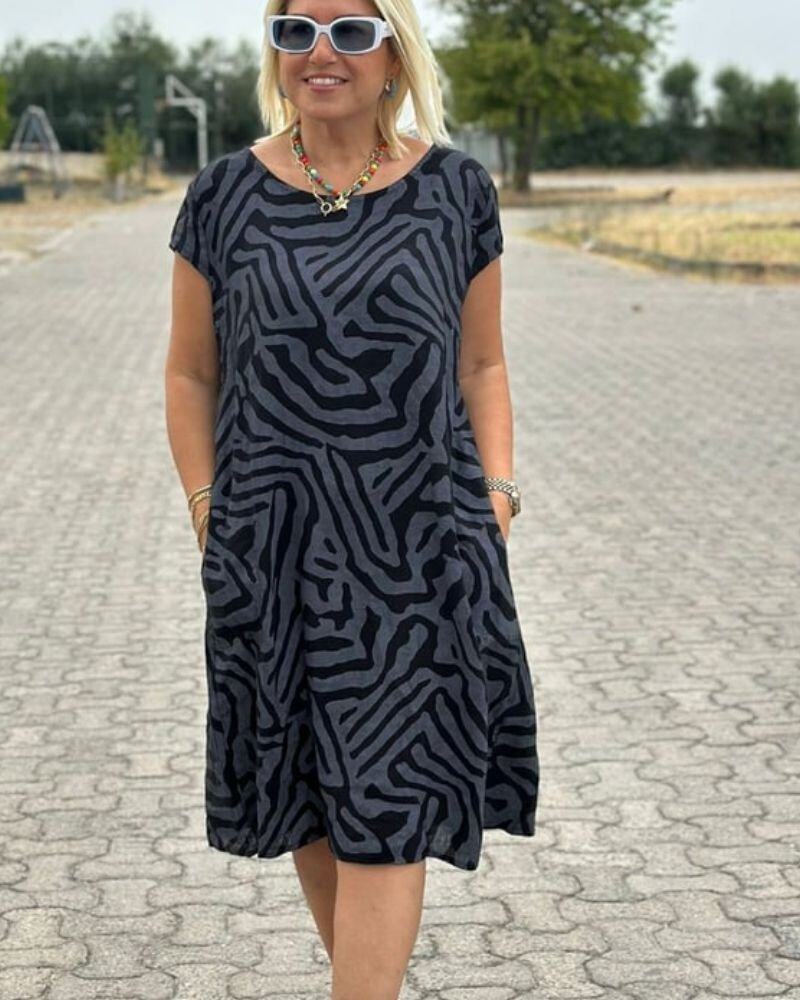 Vestido estampado com decote redondo – charmoso e confortável