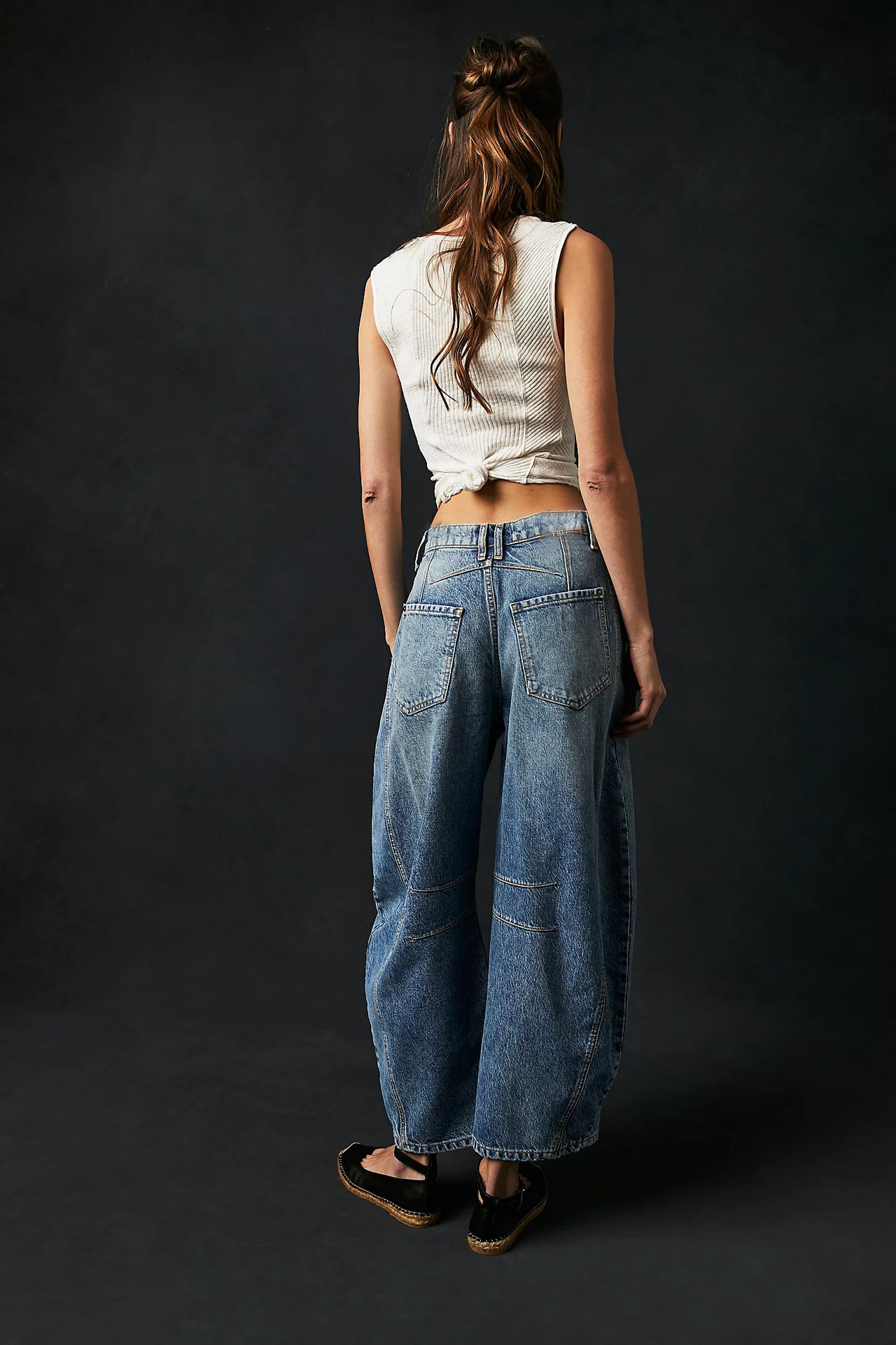 Jeans da donna casual a vita media, vestibilità ampia
