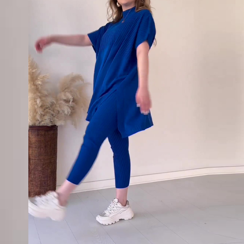 Maglione lavorato a maglia sciolto, set casual in due pezzi