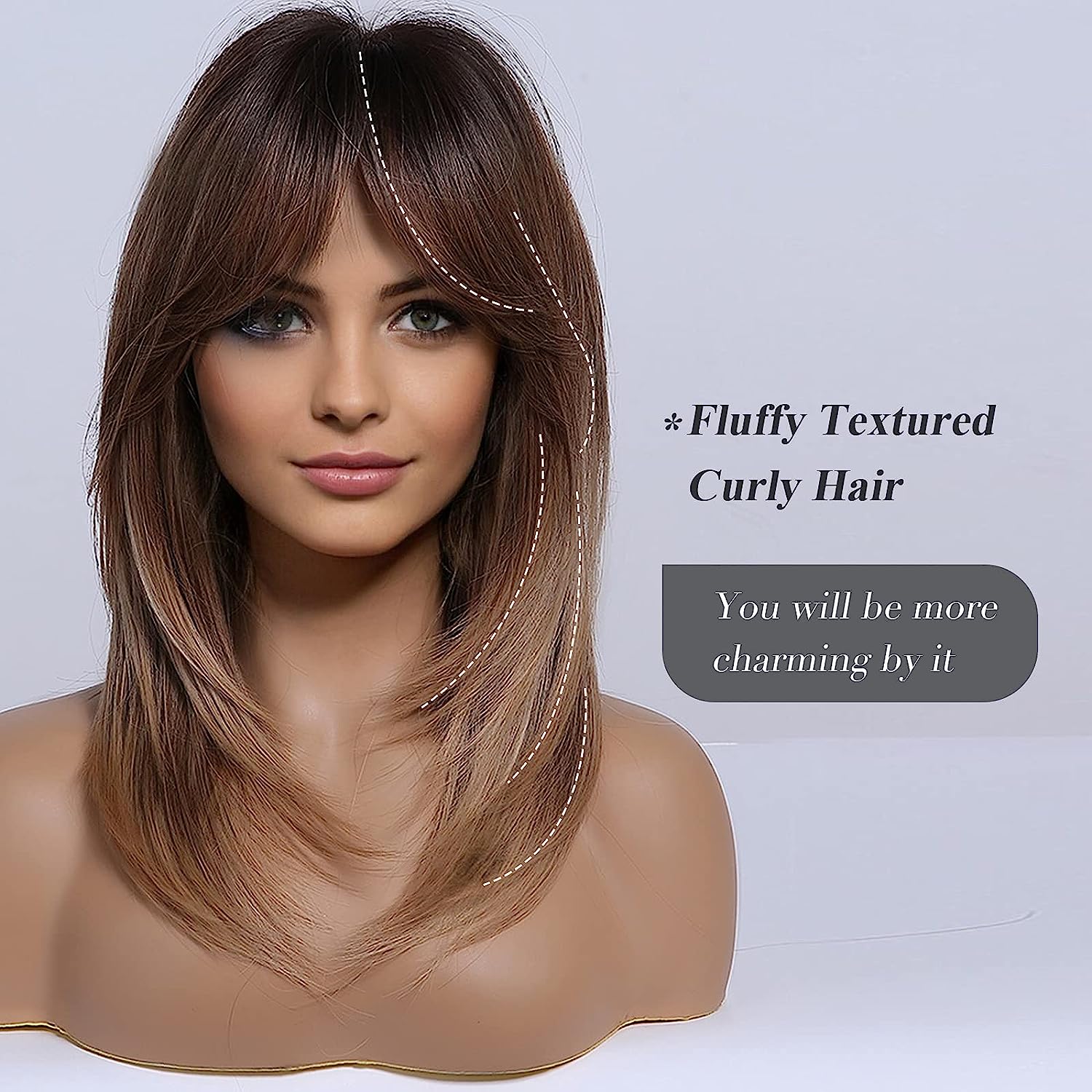 Synthetic Long Wigs  Hair with Bangs for Daily Use