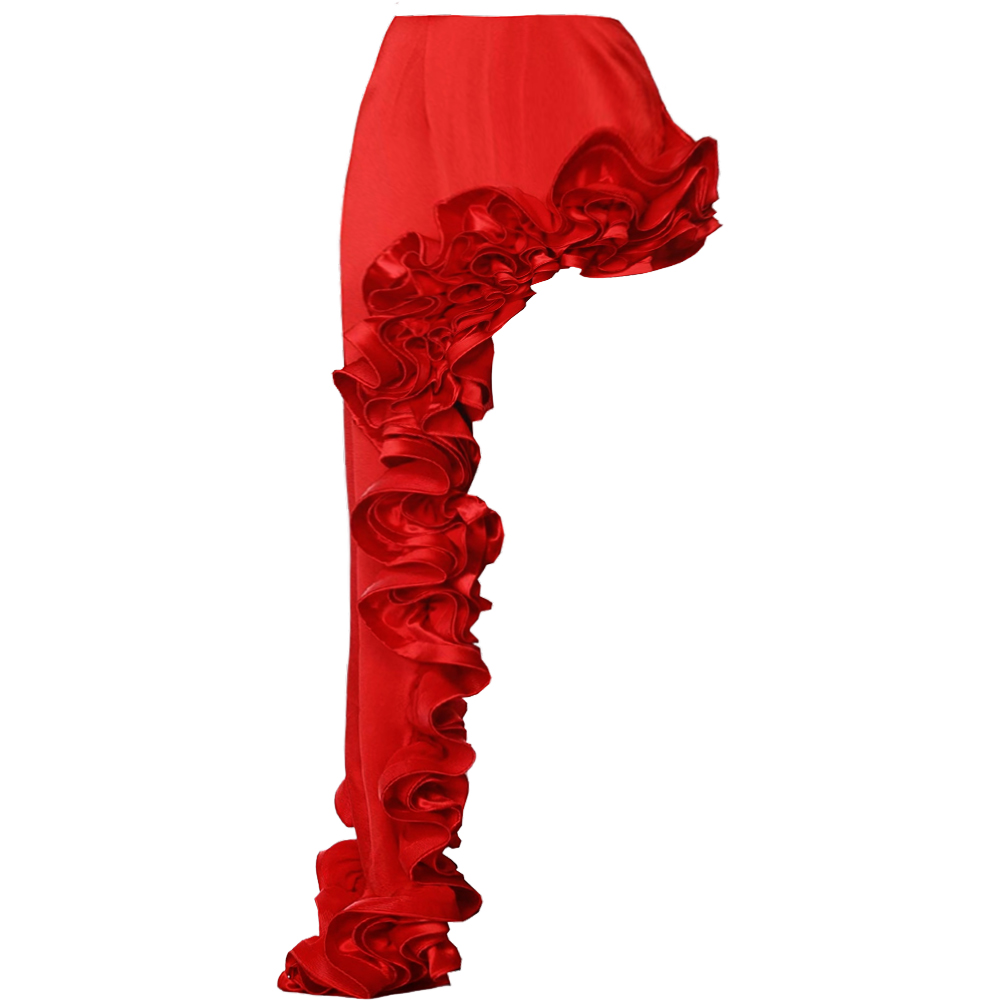 ✨ Red Flower Frilled V Neck One Piece Swimsuit and Skirt
