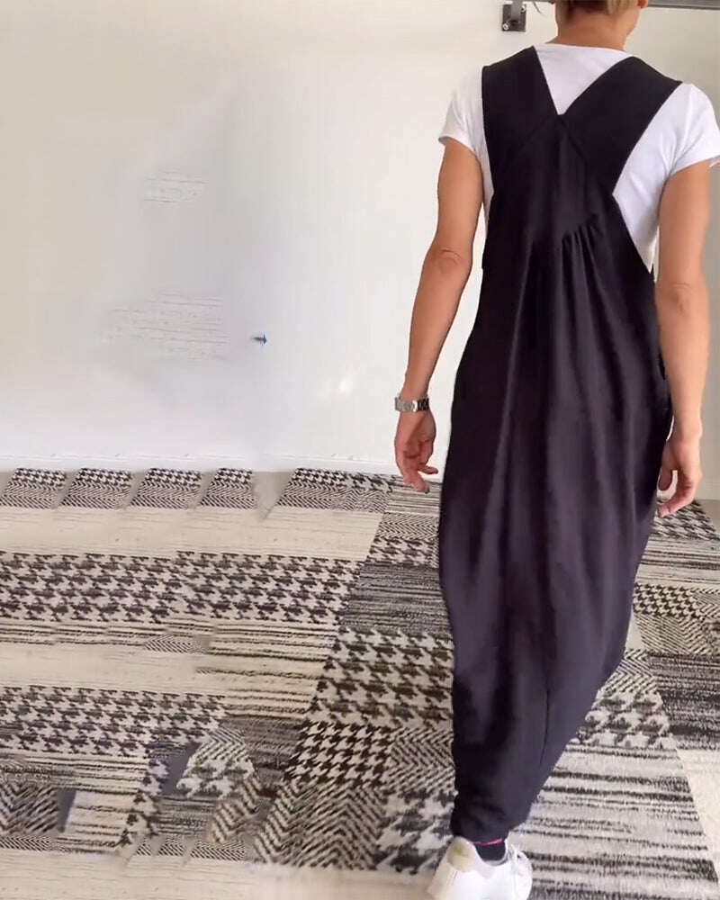 Vestido casual com alças de cor sólida