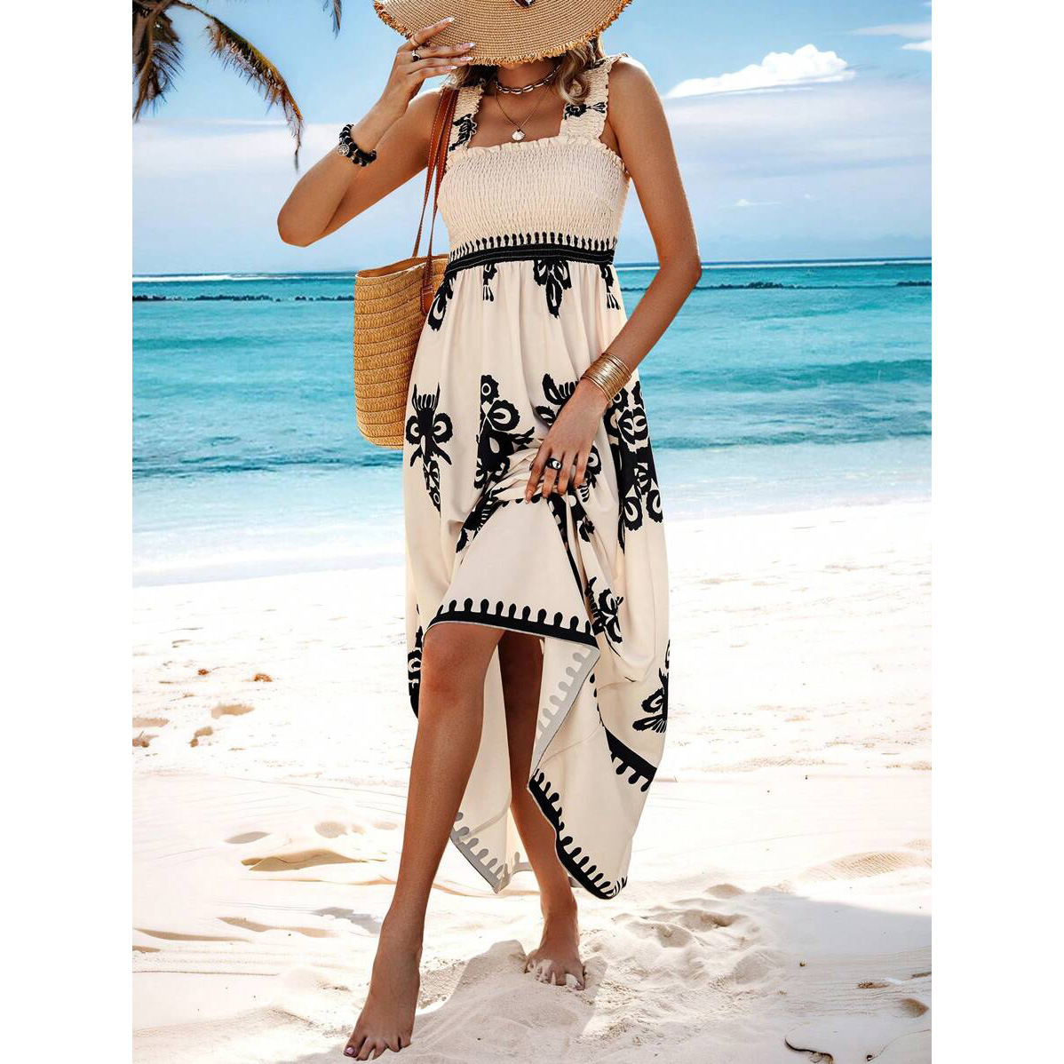 【S-3XL】🌈Vestido de verão estampado agora 2024 com alças