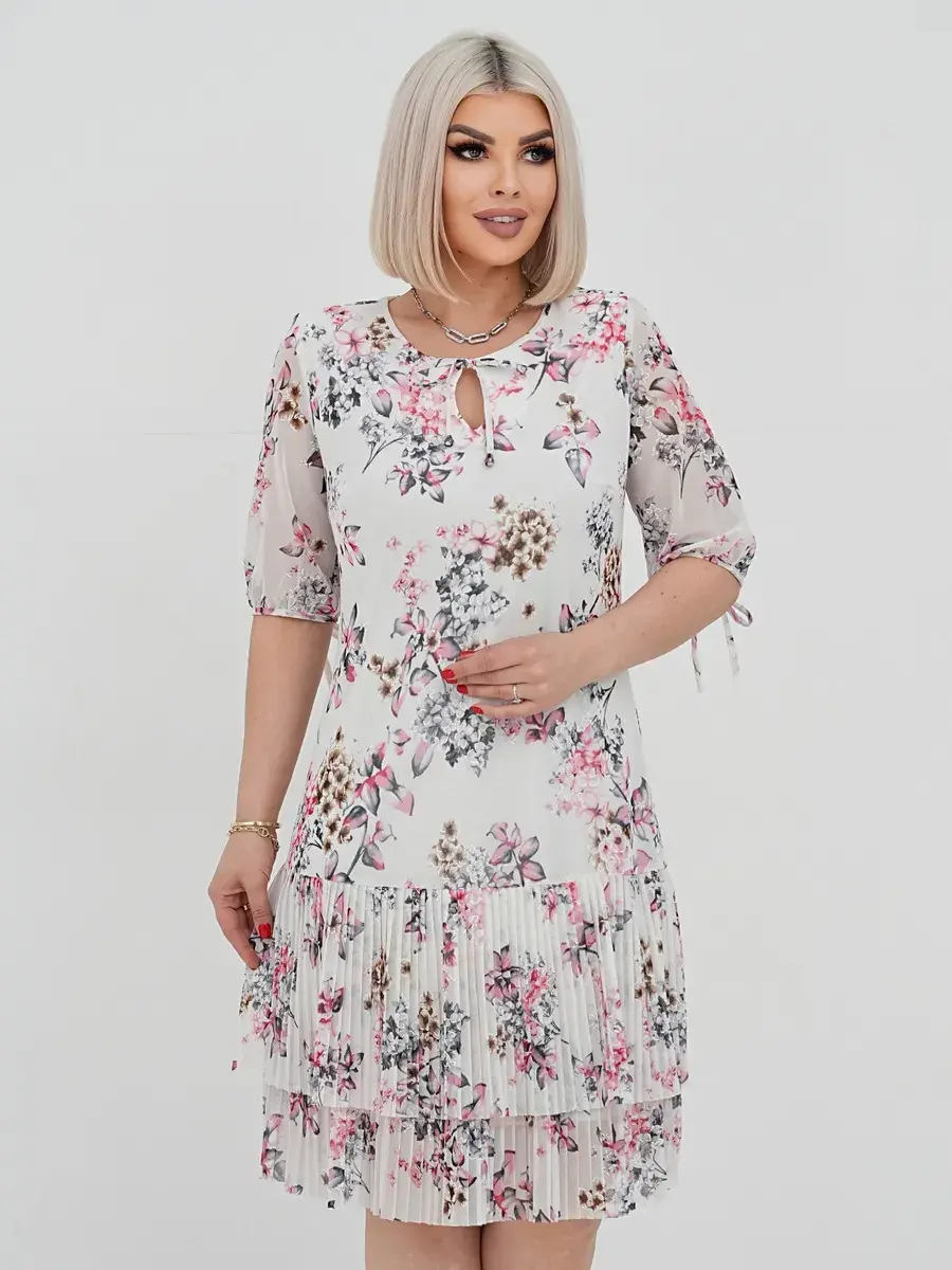 👗❤️【P-5XL】Vestido de renda plissada elegante e moderno
