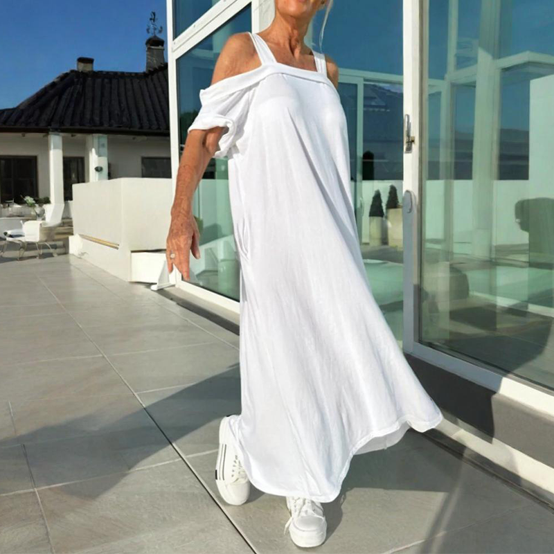 🔥👗Vestido longo feminino ombro a ombro