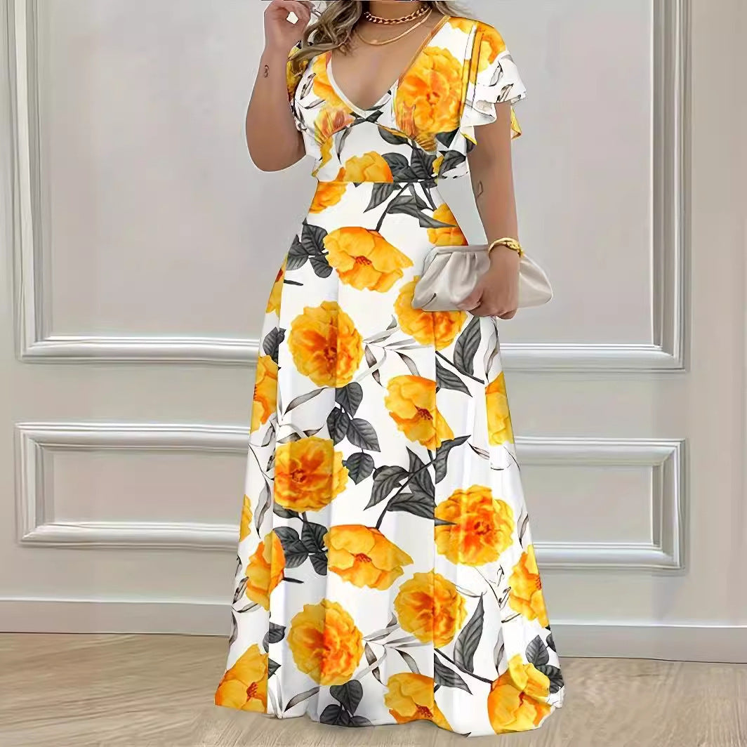 Abito elegante casual a fiori 2024
