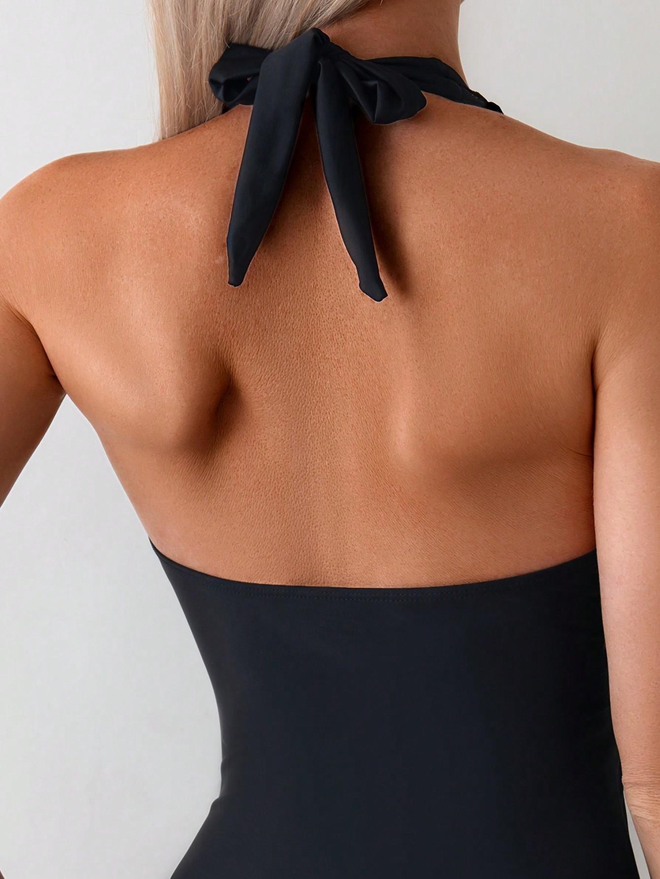 🩱 Sexy black swimsuit with spliced ​​lace