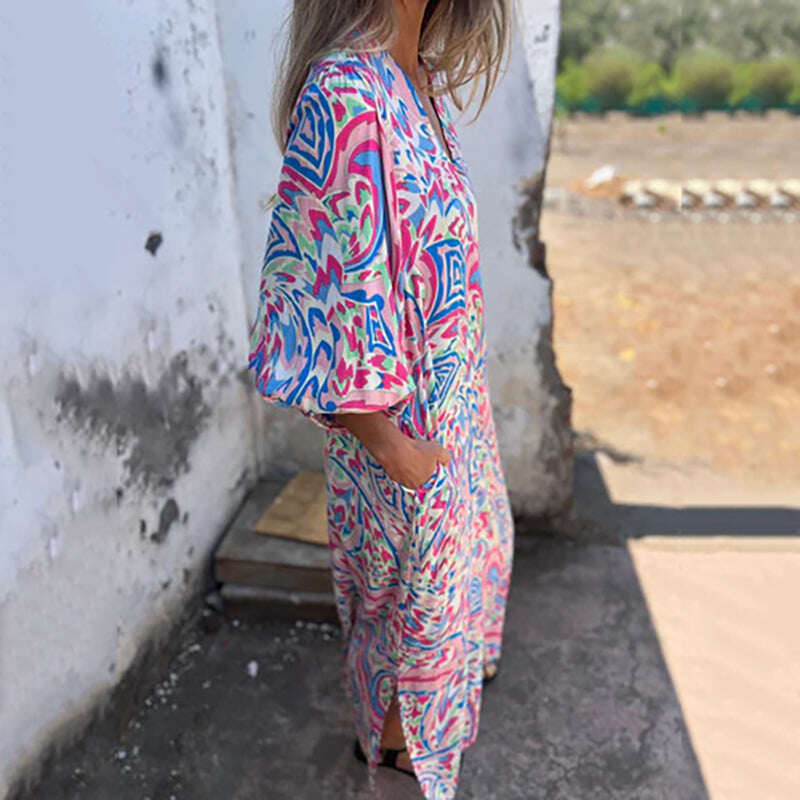 Vestido longo com decote em V 2025 para primavera/verão