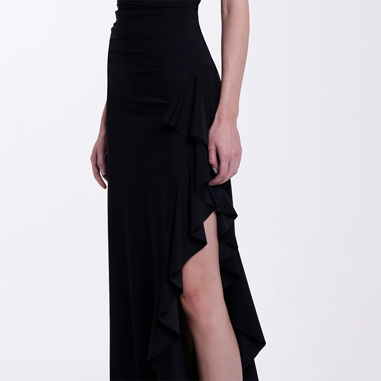 Off Shoulder Color Block One Piece Swimsuit and Skirt
