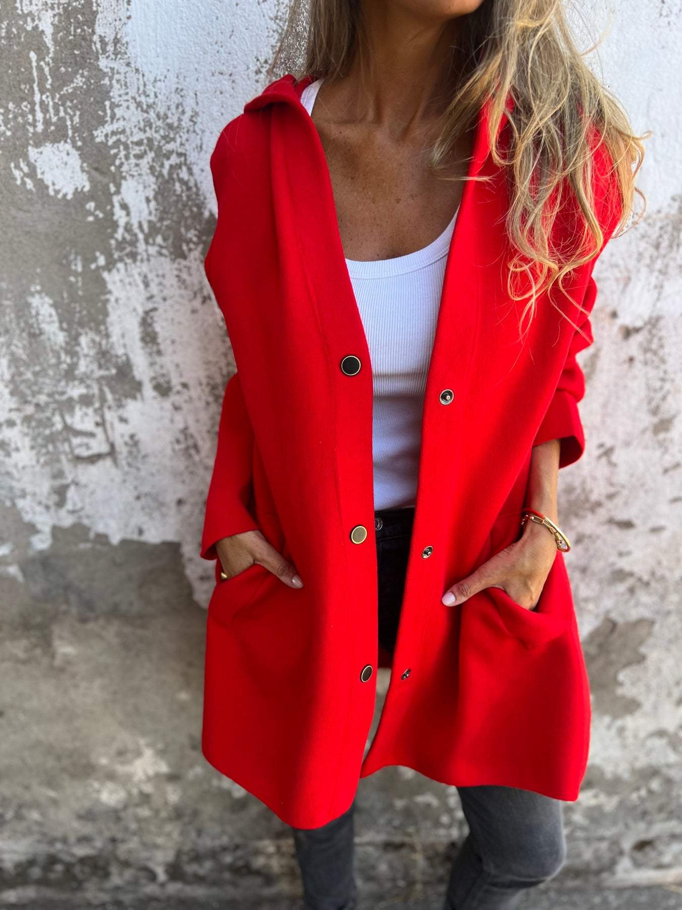 Giacca casual monopetto con cappuccio