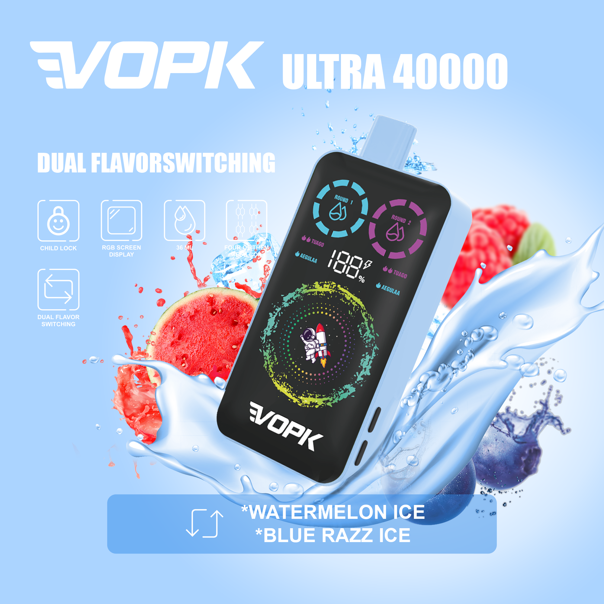 VOPK ULTRA 40000 Puffs Double Taste Disposable Vape – Advanced Features for Maximum Enjoyment B