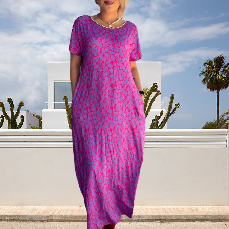 👗2024 Vestido elegante plus size com estampado