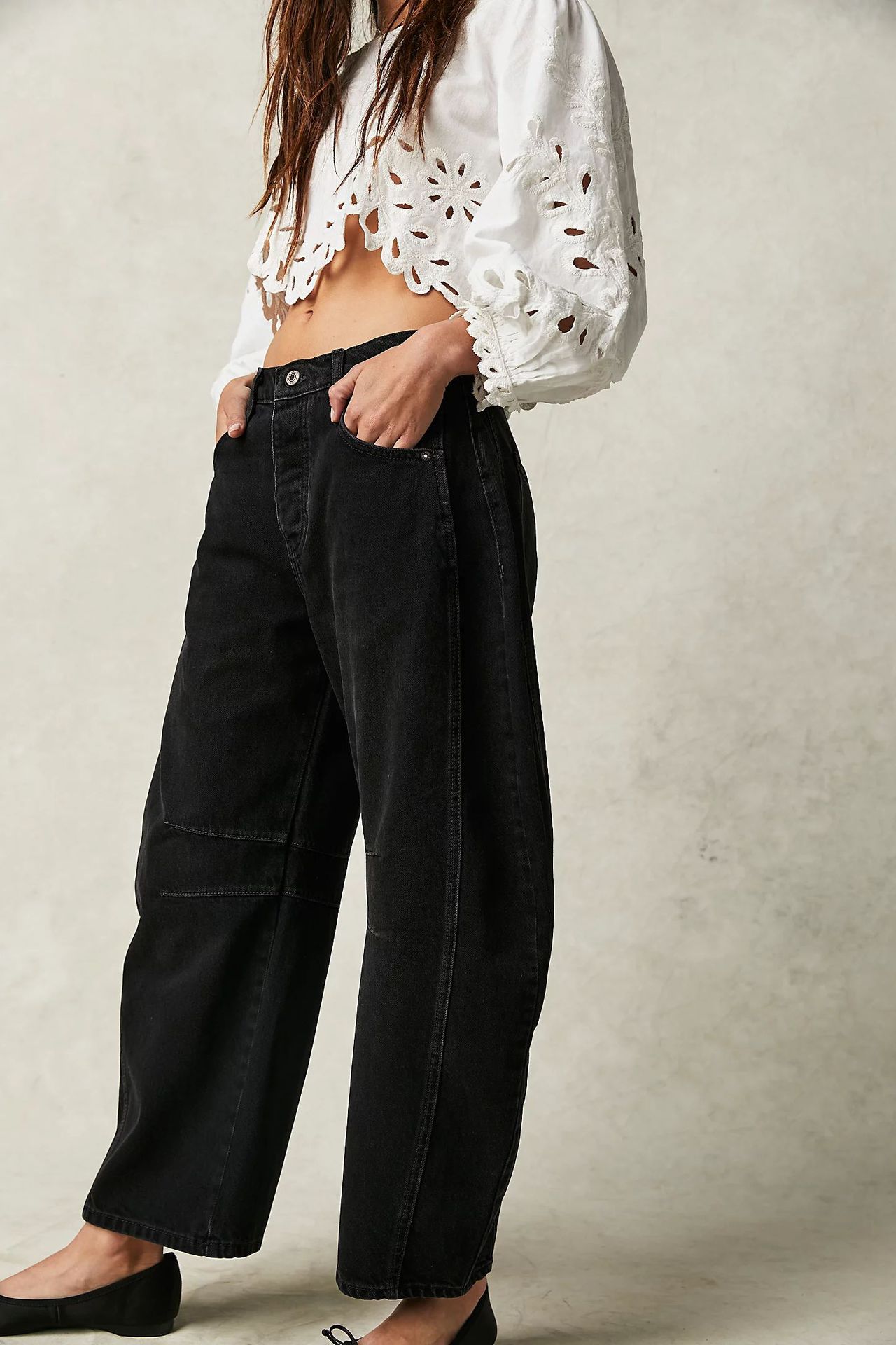 Jeans da donna casual a vita media, vestibilità ampia