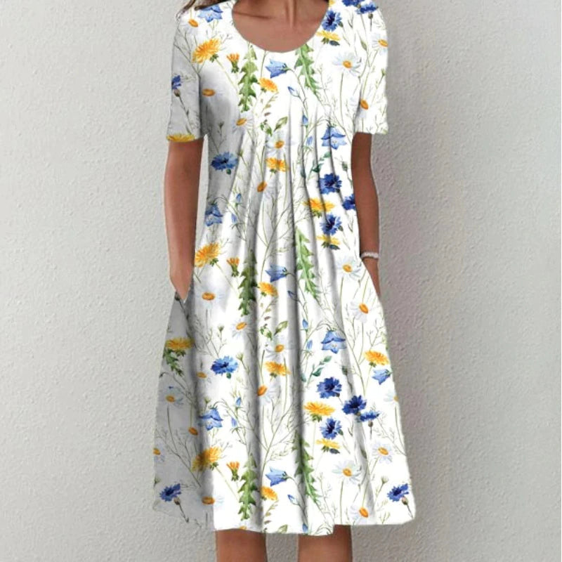 vestido midi com estampa floral