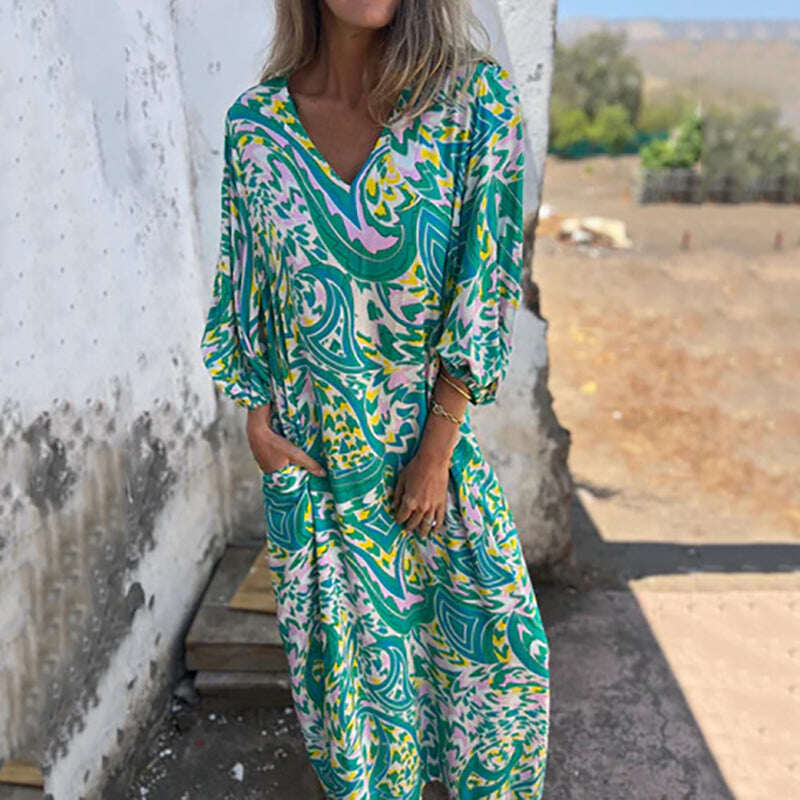 Vestido longo com decote em V 2025 para primavera/verão