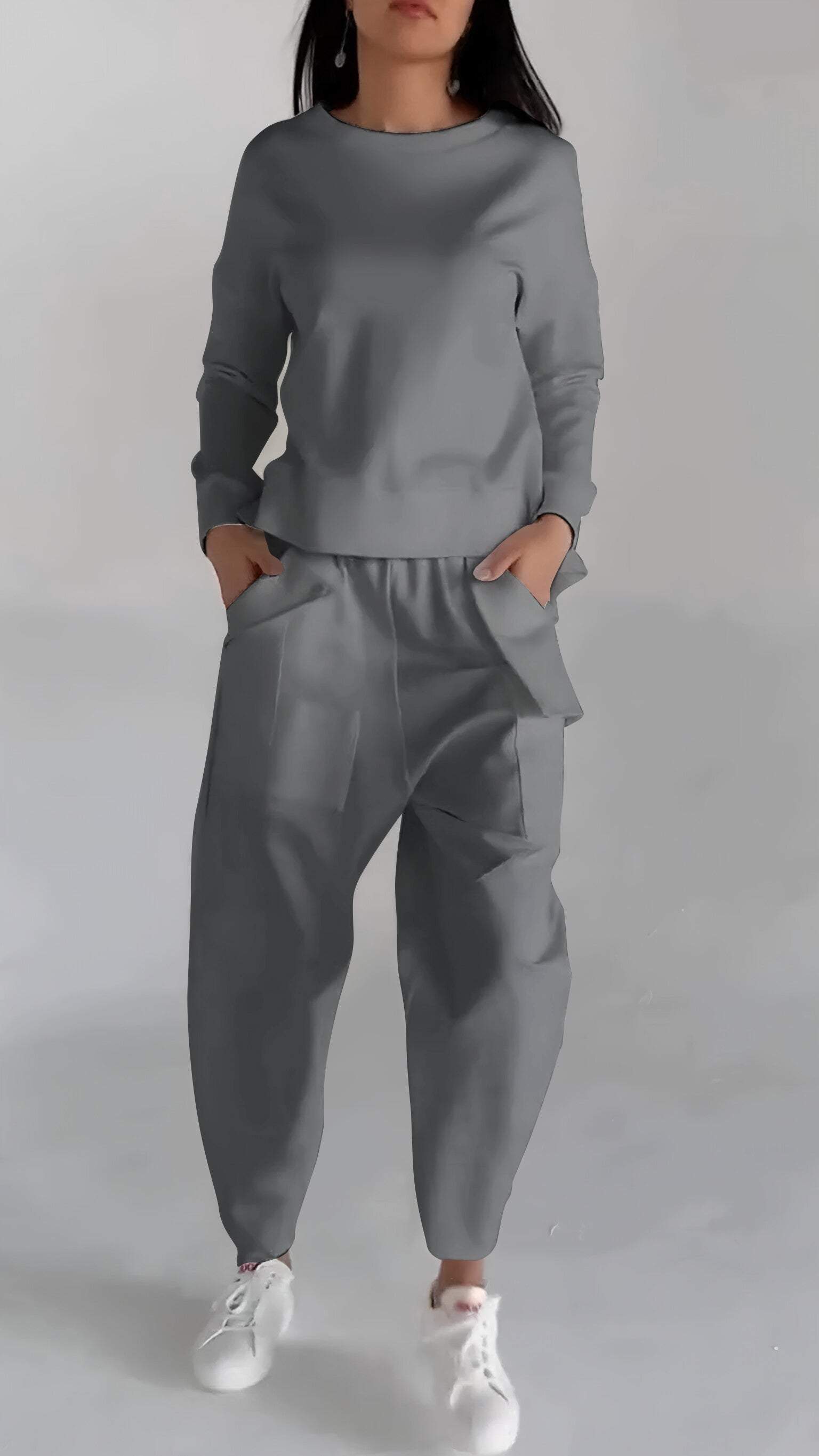 Abito casual in due pezzi a maniche lunghe con scollo tondo