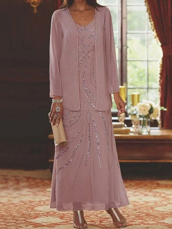 Vestido elegante feminino de duas peças com jaqueta