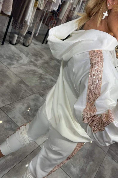 Abito casual da donna con paillettes lunghe con cappuccio