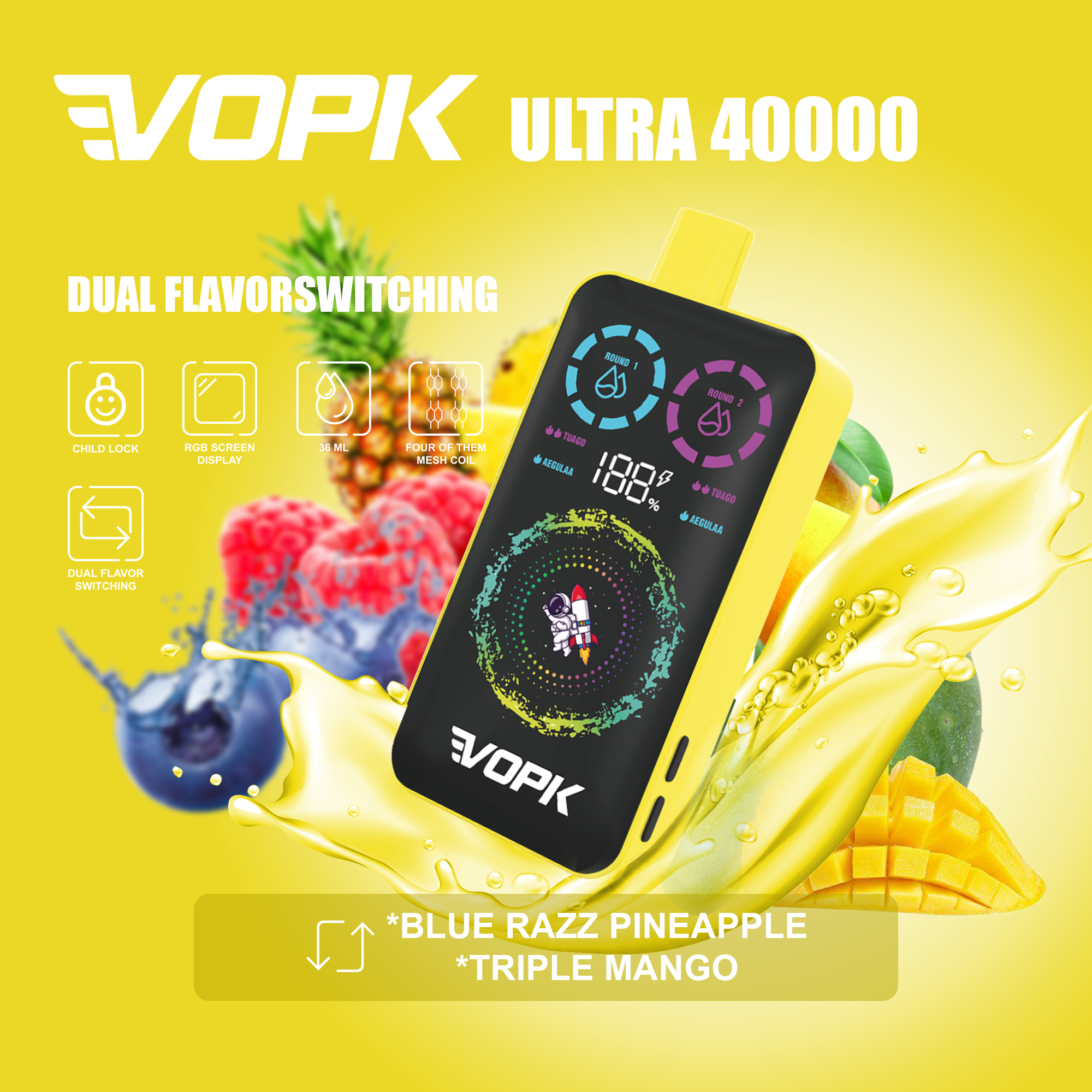 VOPK ULTRA 40000 Puffs Double Taste Disposable Vape – Advanced Features for Maximum Enjoyment B