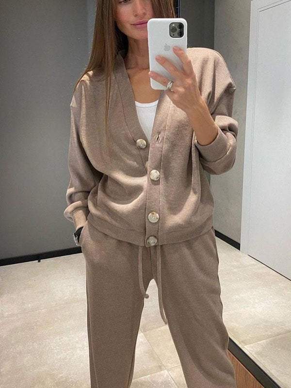 Abito da pantaloni sportivi cardigan con giacca comoda nuova autunno 2024