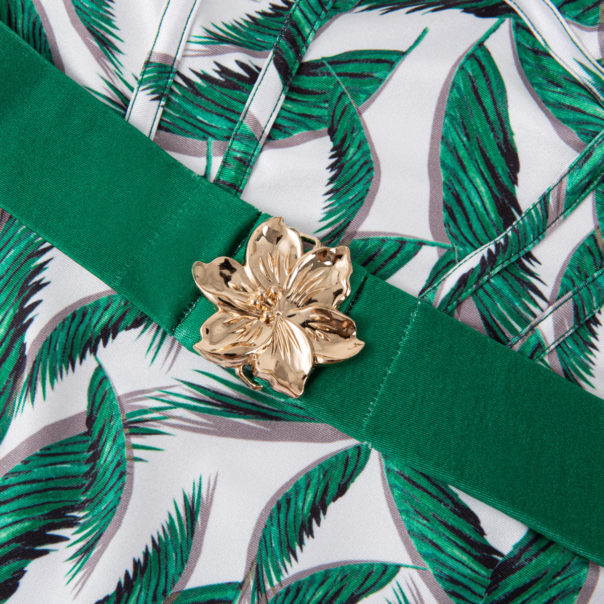 2025 New Green Leaf print One Piece Swimsuit and Skirt