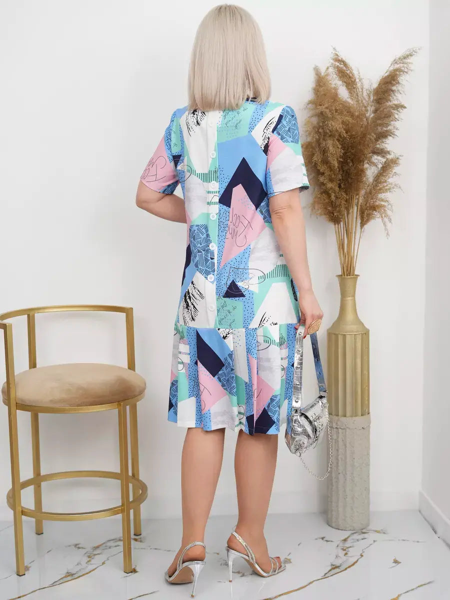 2025 vestido estampado digital de verão com mangas curtas para mulheres🌈