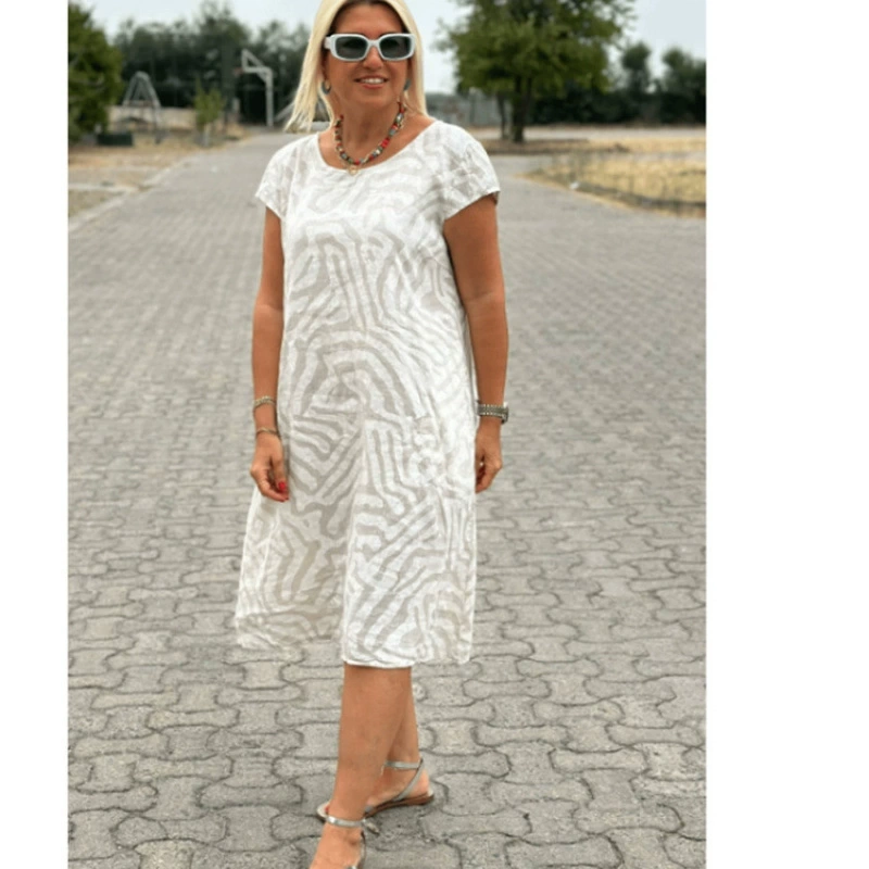 Vestido estampado com decote redondo – charmoso e confortável
