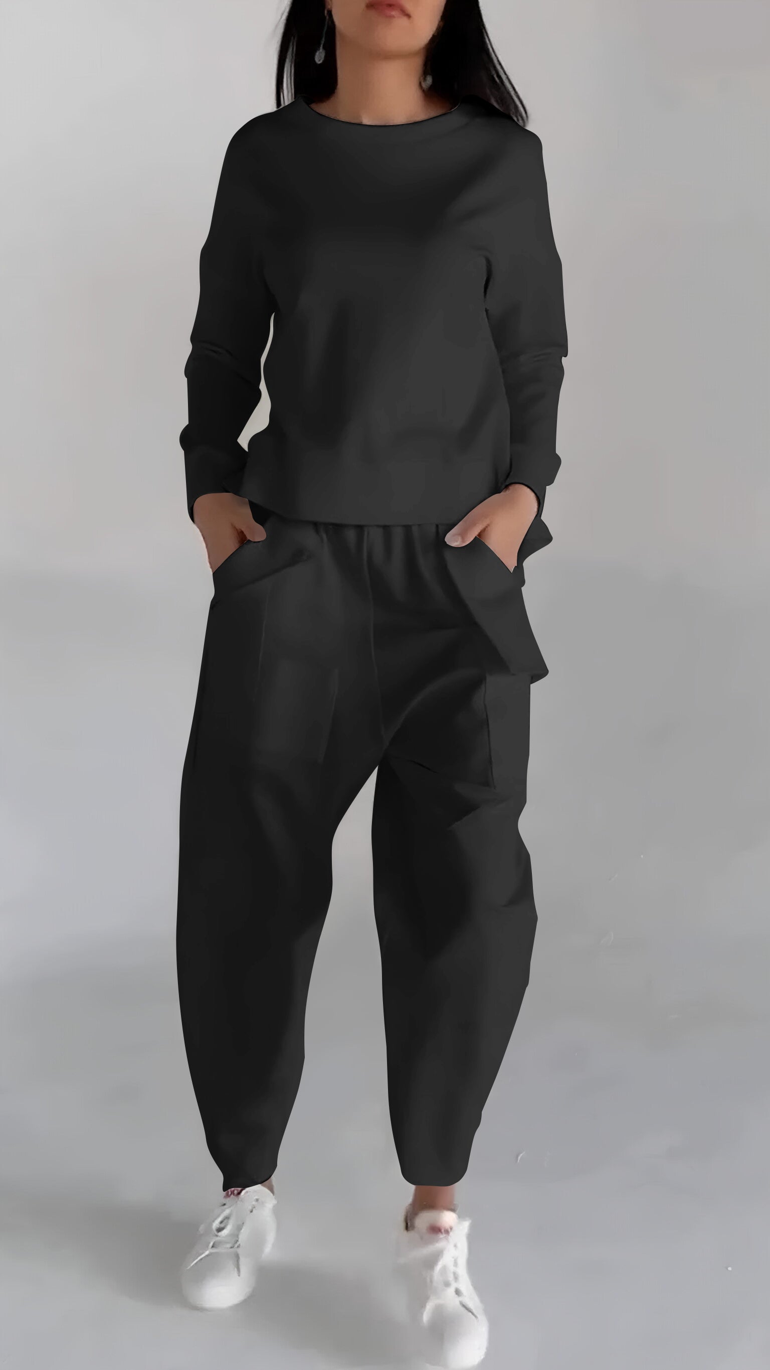 Abito casual in due pezzi a maniche lunghe con scollo tondo