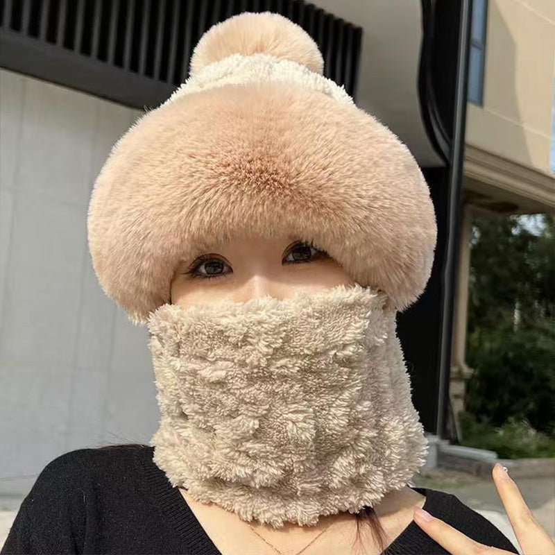 🔥Chapéu feminino de pelúcia quente à prova de vento e inverno com lenço🎁