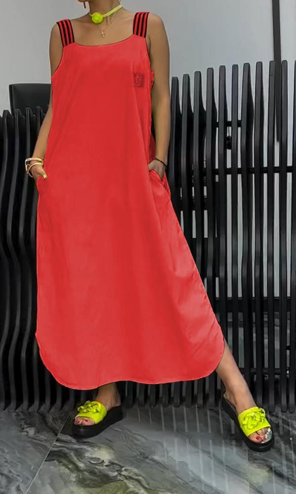 ❤️Novo vestido feminino de algodão e linho com alças