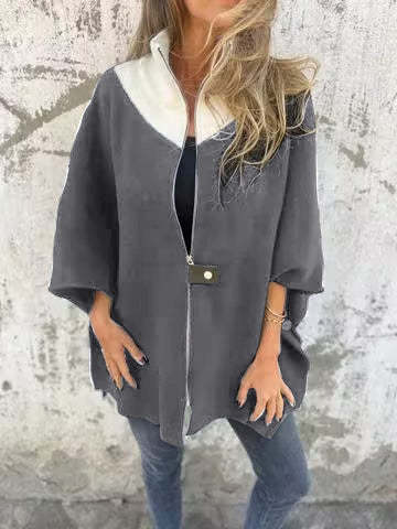 Giacca casual con collo alto e mezza zip
