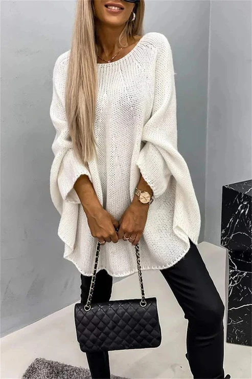 Nuovo maglione scialle lavorato a maglia stile poncho da donna
