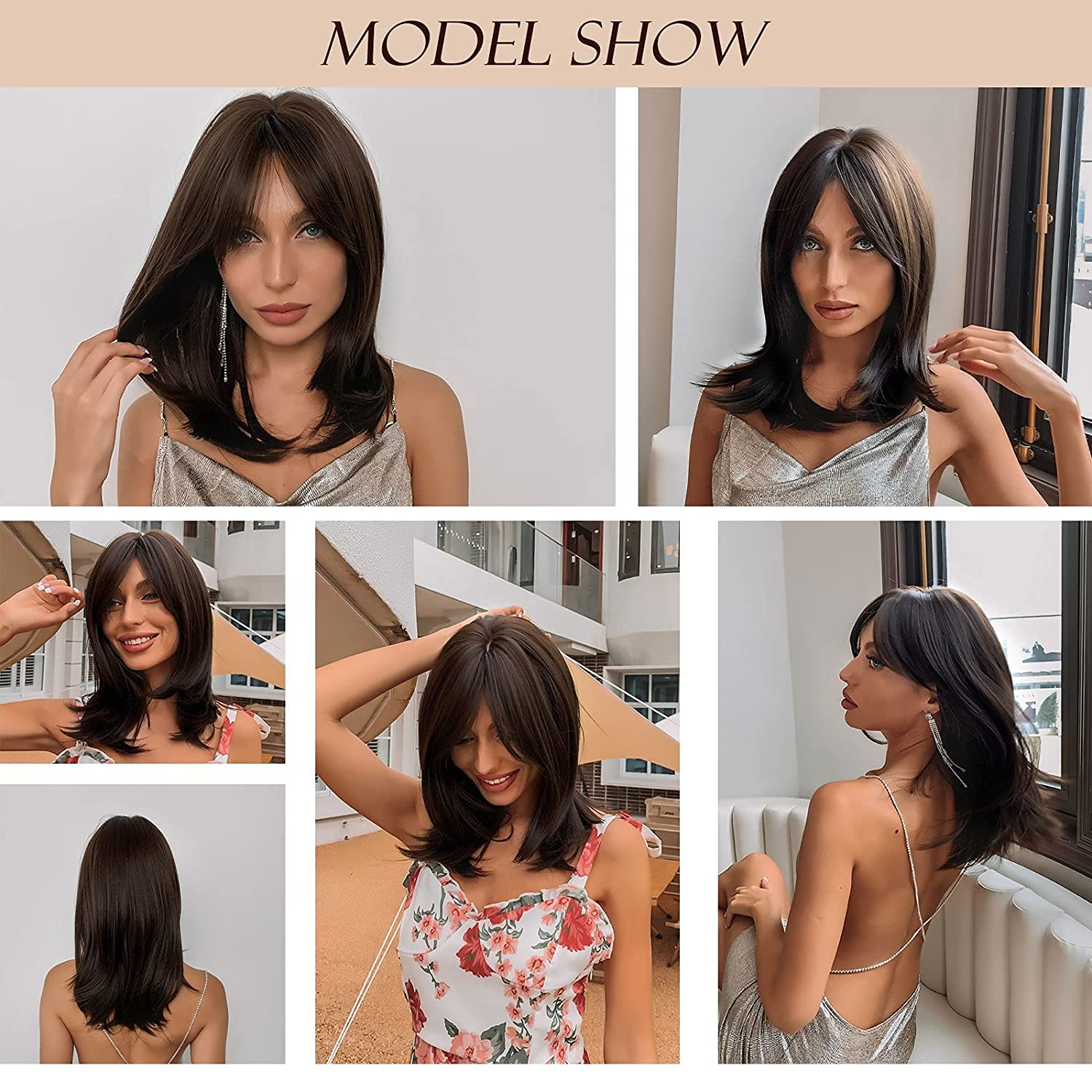 Synthetic Long Wigs  Hair with Bangs for Daily Use