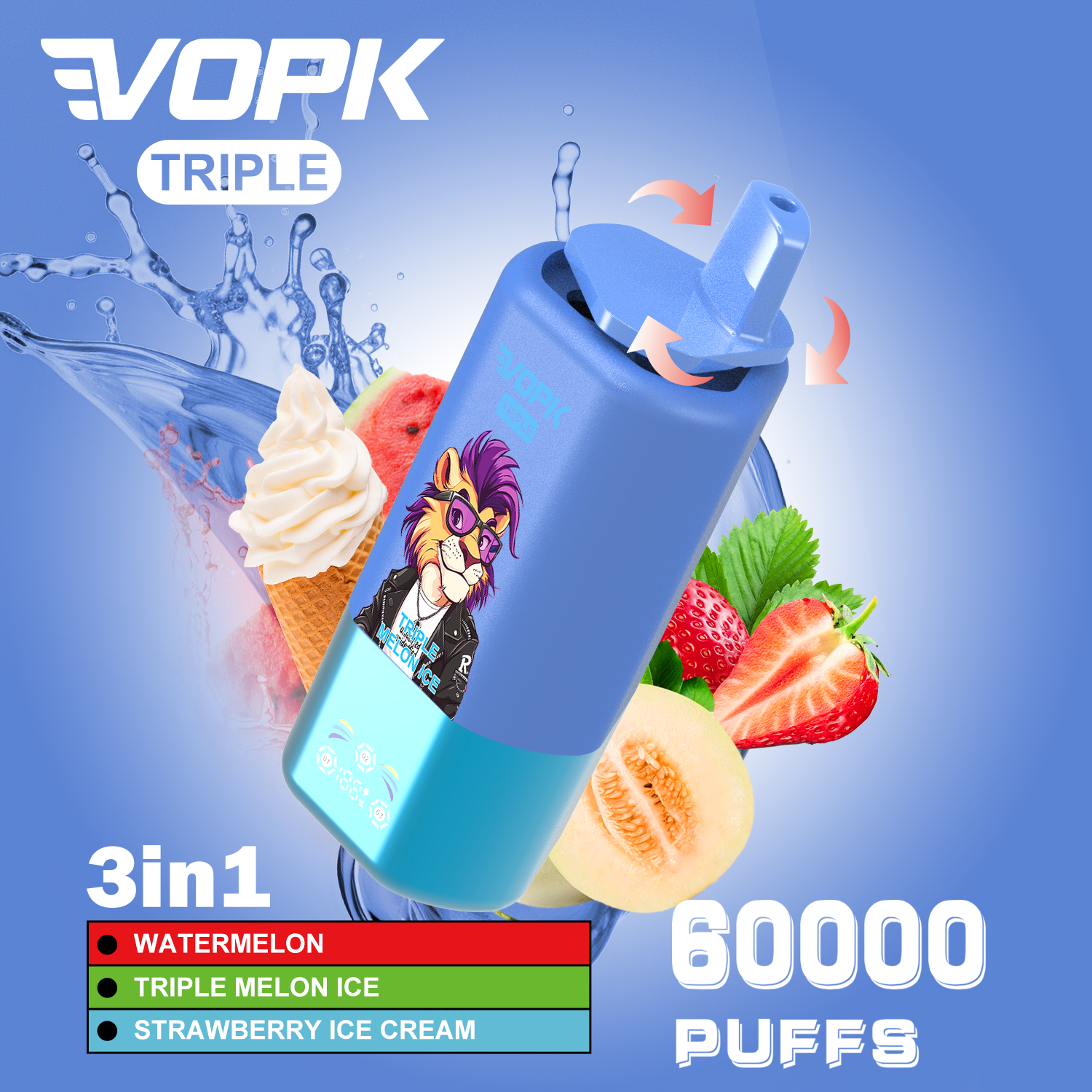 VOPK TRIPLE Triple Flavors 60000 Puffs Disposable Vape