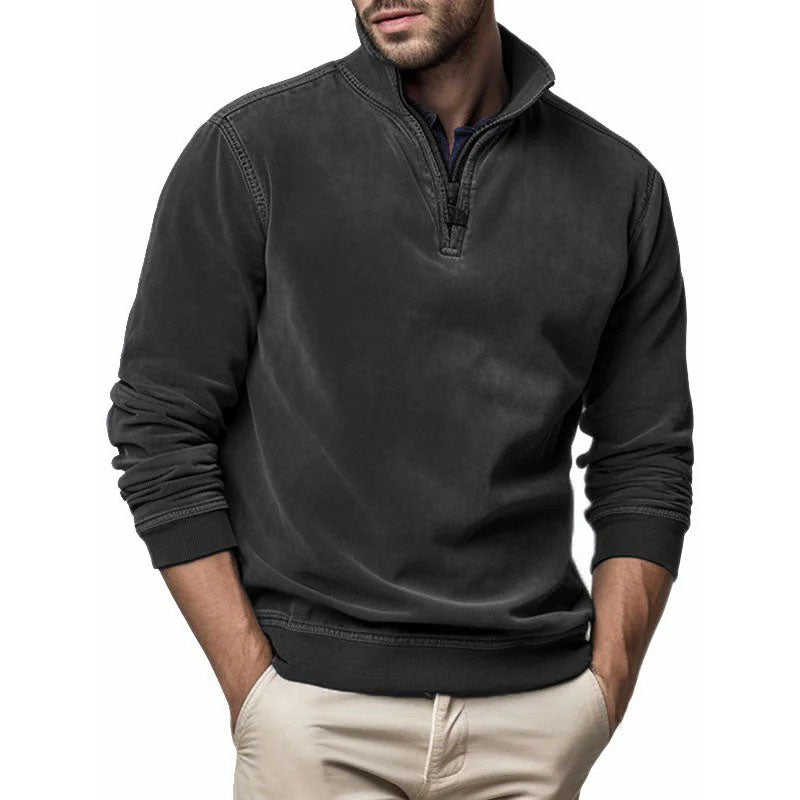 🔥 Suéter vintage masculino com gola alta e zíper