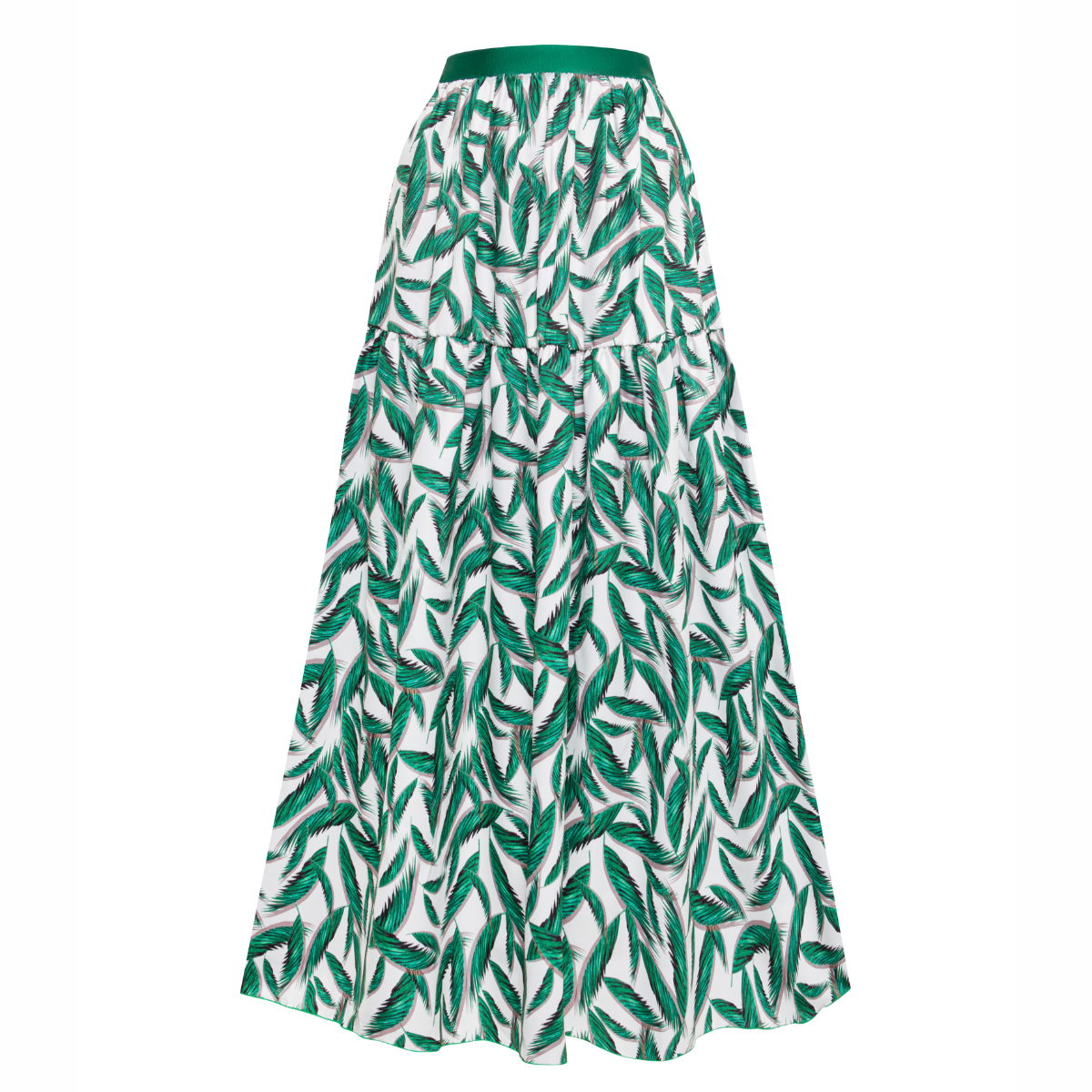 2025 New Green Leaf print One Piece Swimsuit and Skirt