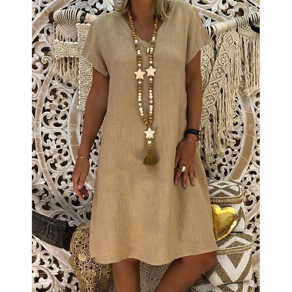 🔥2024 novo vestido midi casual com decote em V