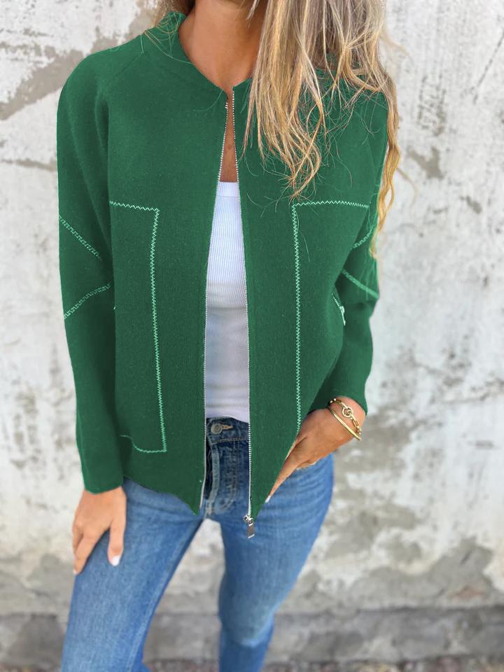 Giacca sottile casual con cerniera e collo rotondo