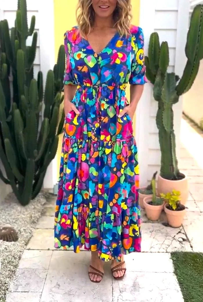 🌈Vestido midi com estampa floral
