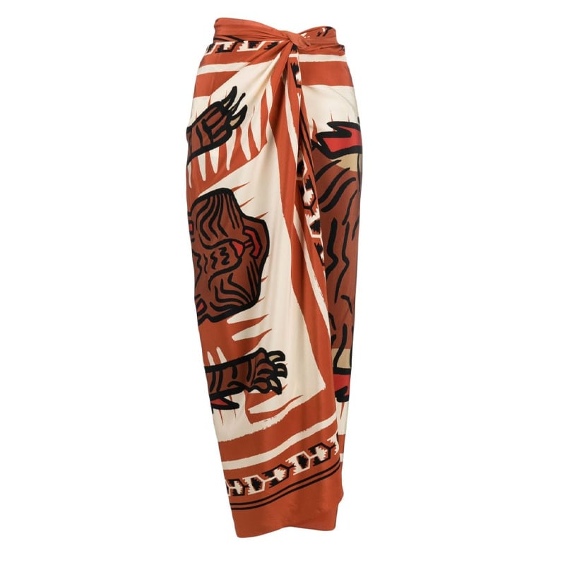 New design One Shoulder  Printed Wrap Skirt Swimsuit Set