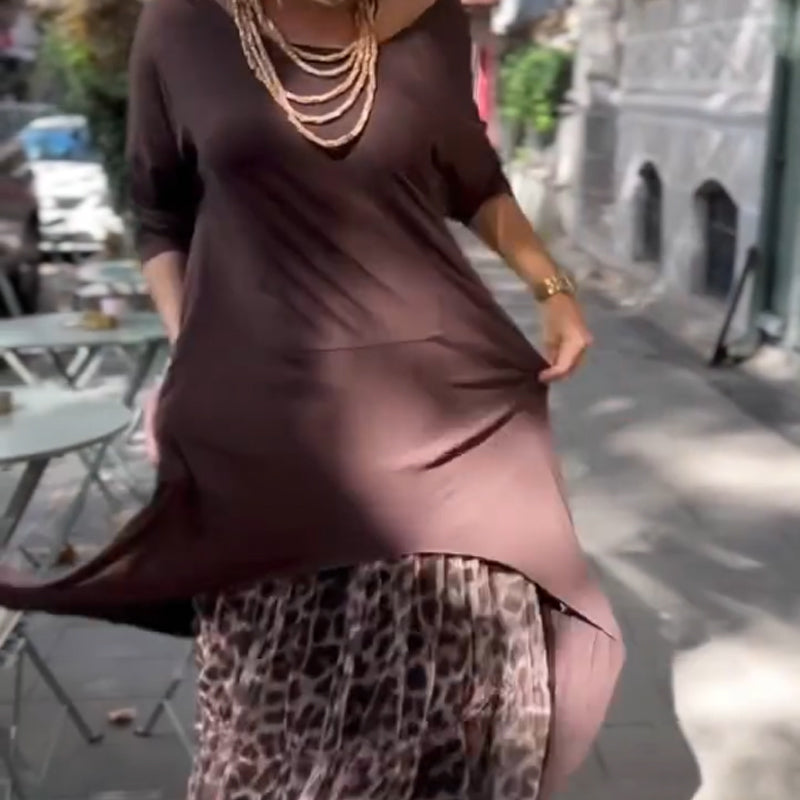✨Vestido feminino casual irregular com bainha irregular e manga comprida💃