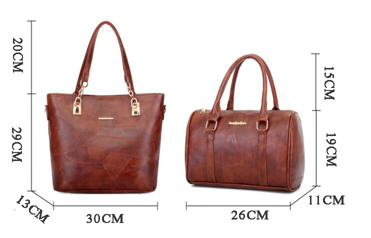 Set of six women's leather bags