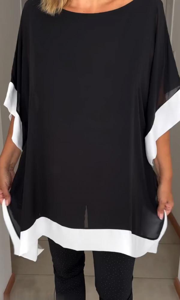 Top casual patchwork in colori a contrasto