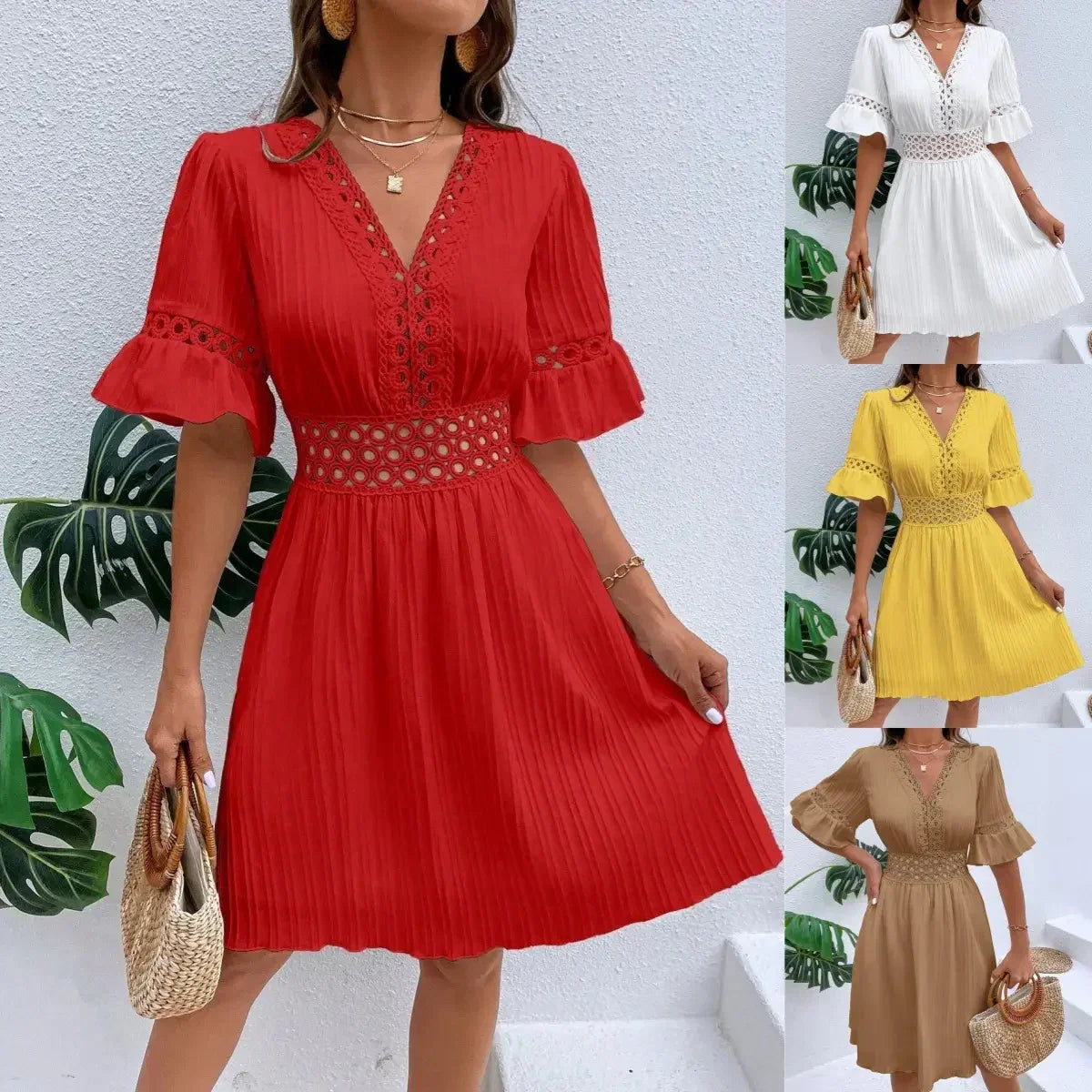 👗 【S-XL】 Elegantné čipkované mozaikové šaty 2024